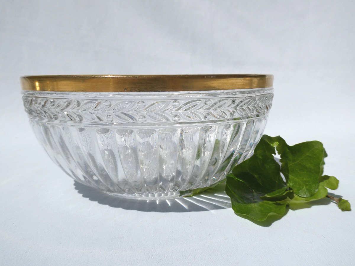 Saint Louis Crystal Salad Bowl, Neo Empire Decor With Laurels, Circa 1900, Cut-photo-2