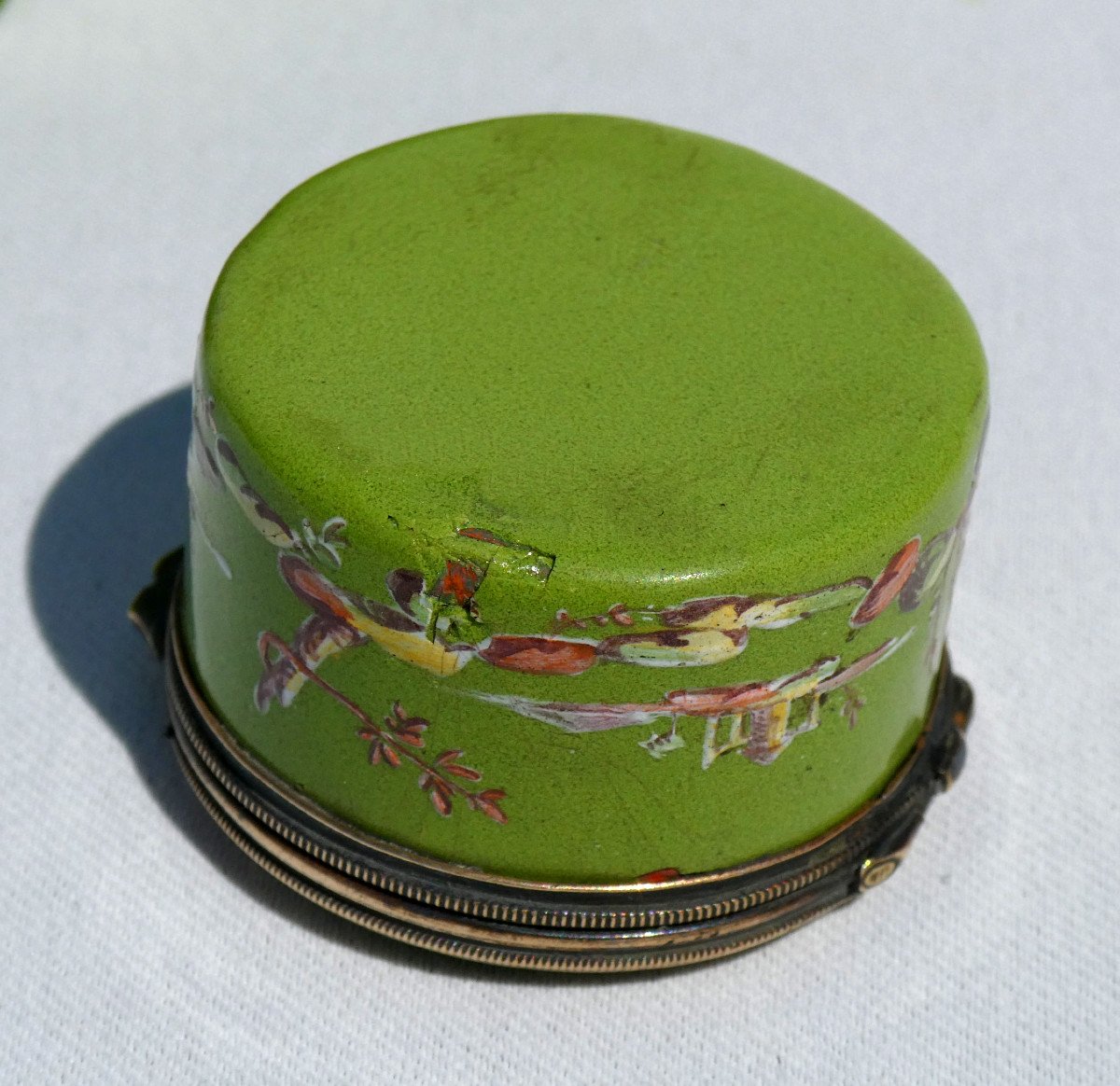 Louis XVI Period Fly Box, Enameled Metal, Landscape Decor On A Glass Background, Eighteenth Century-photo-3