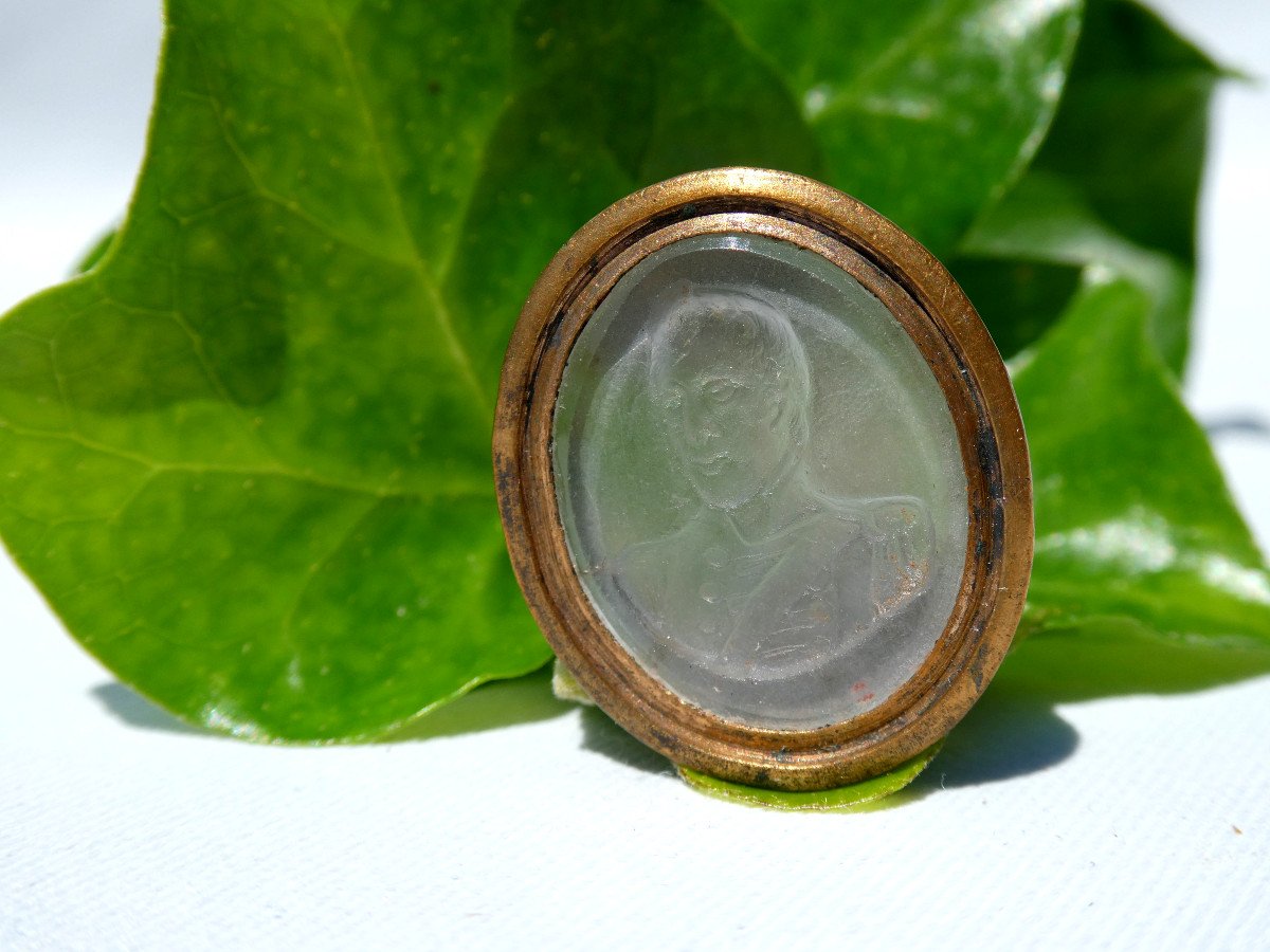 Chatelaine In Frosted Crystal, Portrait Of The King Of France Charles X, Seal To Seal Nineteenth 1820-photo-3