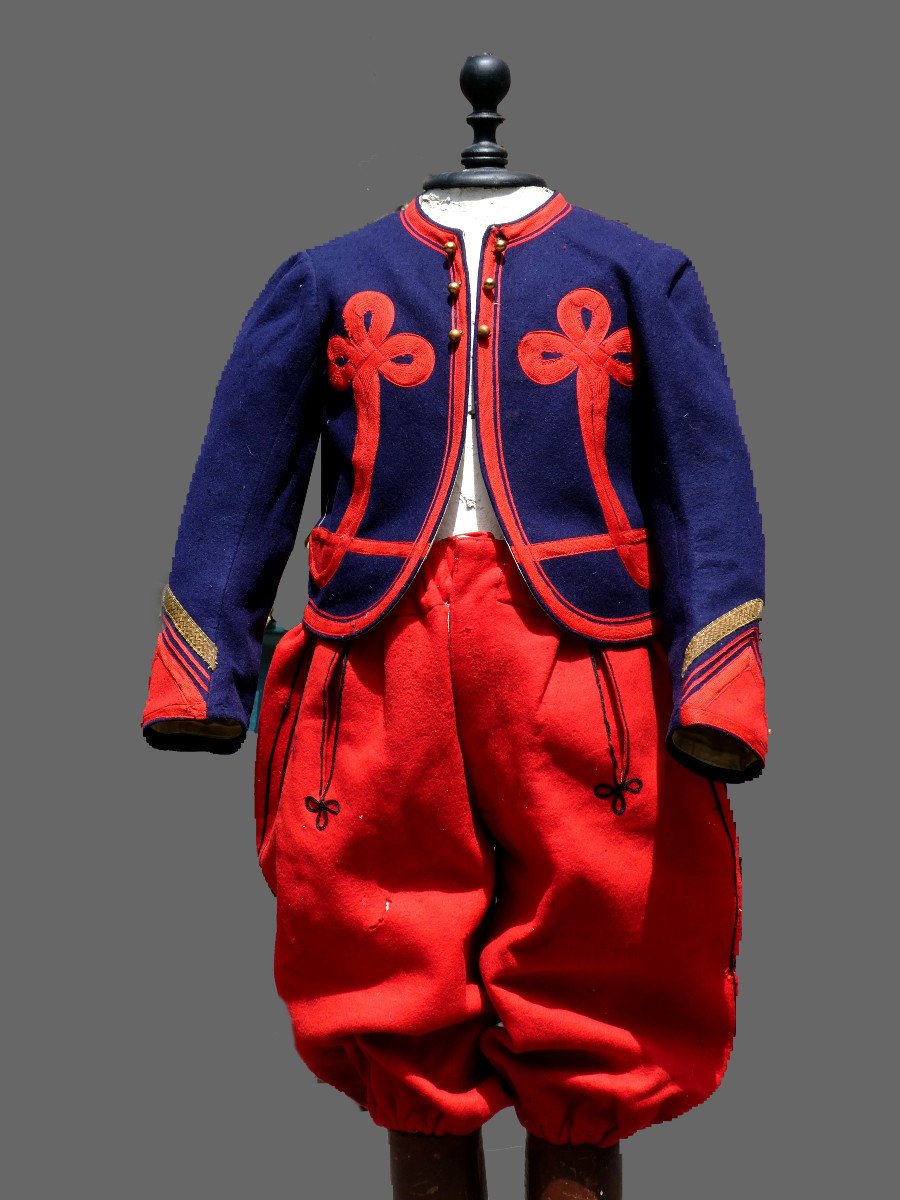 Uniforme militaire De Zouave d'Enfant Epoque 1900 , Tenue De Troupe , Spahis , Wwi Costume Ancien XIXe-photo-2