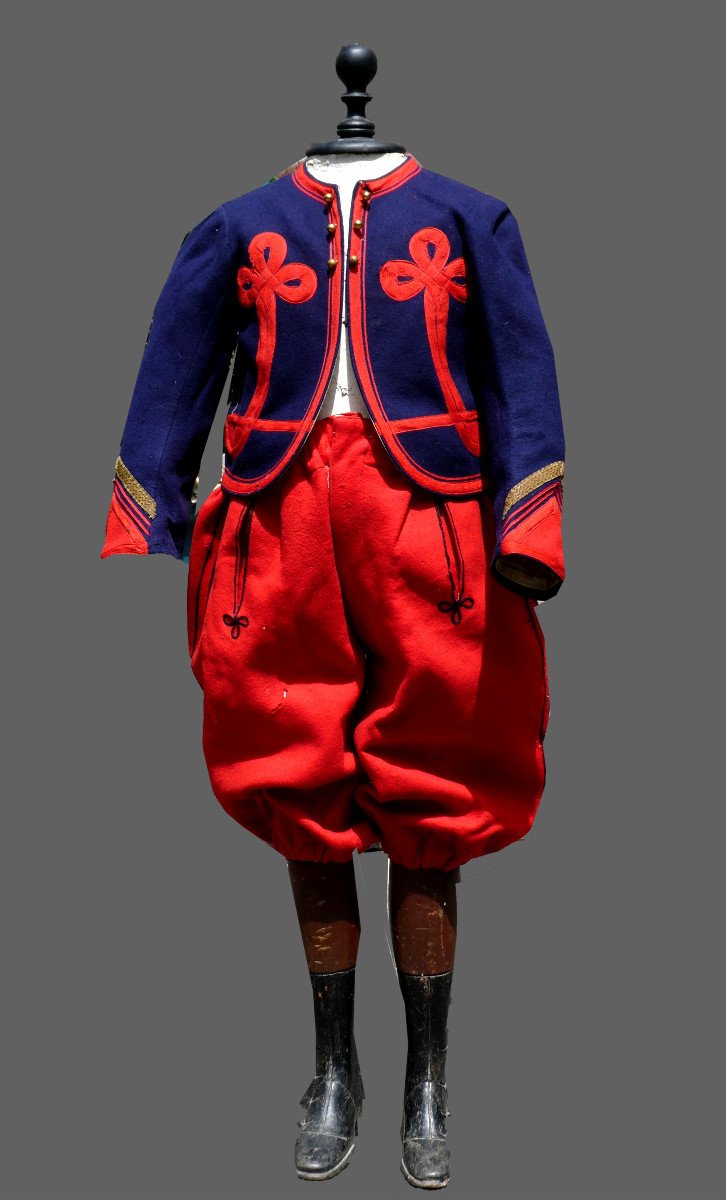Uniforme militaire De Zouave d'Enfant Epoque 1900 , Tenue De Troupe , Spahis , Wwi Costume Ancien XIXe