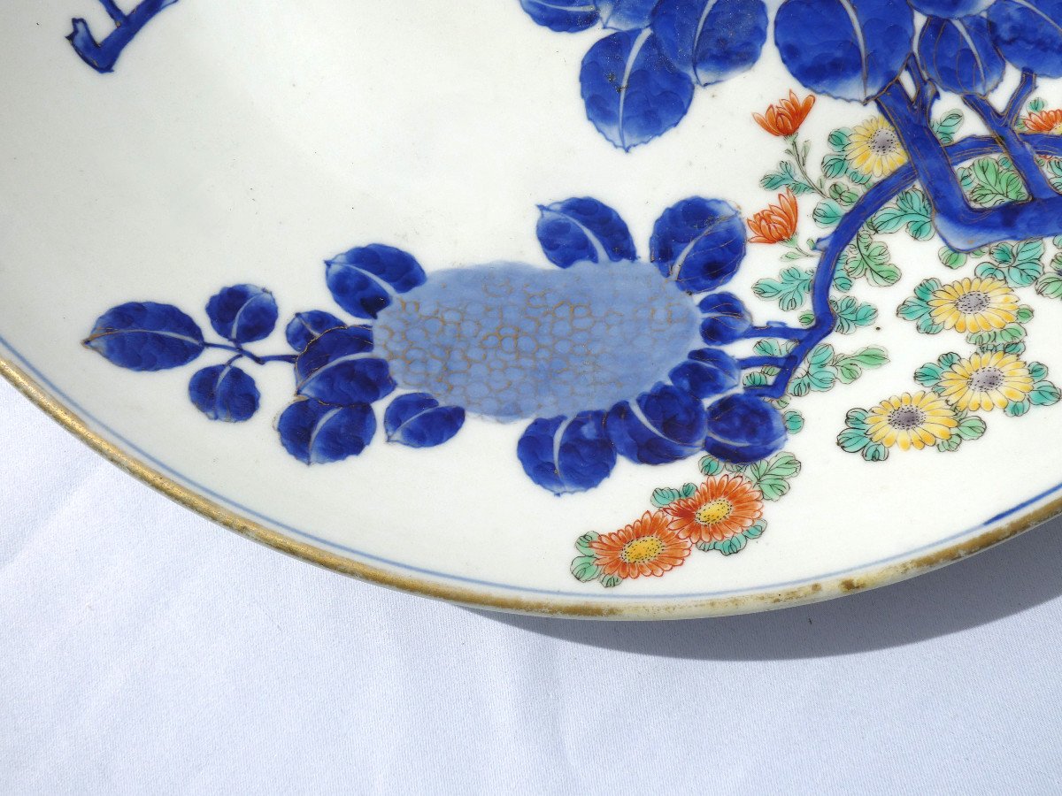 Grand Plat Japonais En Porcelaine Style Chine , Decor d'Oiseaux & Vegetaux époque XIXe , Art d'-photo-3