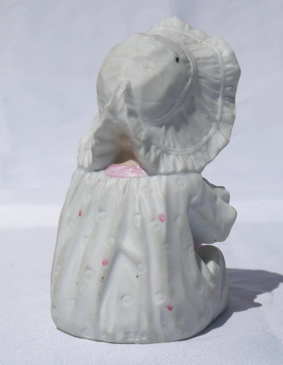 German Piano Baby; Heubach Biscuit Doll, Germany 19th Century; 1900 Baptism Sock-photo-1