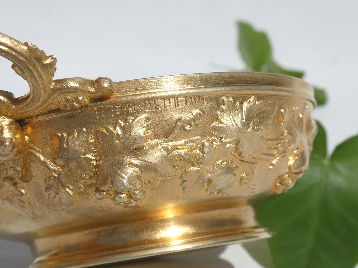 Pair Of Empty Pocket Cups In Gilt Bronze, Barbedienne Cast Iron, Napoleon III Nineteenth Cup-photo-4