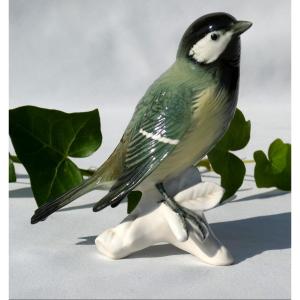 Trendy Bird In Porcelain, Karl Ens, Great Titmouse, Art Deco Style 1930