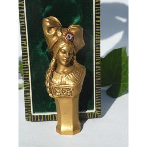 Seal To Seal In Gilt Bronze, Bust Of Alsatian Era 1900, Wax Stamp Nineteenth Publisher Patrouilleau