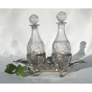 Large Cruet Vinegar In Sterling Silver Eighteenth Century Louis XVI Period 1778 Paris Crystal