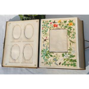 Photographic Album, 19th Century Napoleon III Style Photos, Japanese Art Nouveau Insect Decor