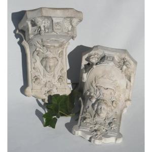 Pair Of Wall Consoles Napoleon III Neo Renaissance Style Nineteenth Workshop Plaster