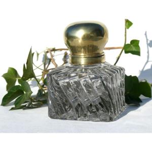 Office Inkwell In Baccarat Crystal, Tors Bamboo Decor, Nineteenth, Napoleon III