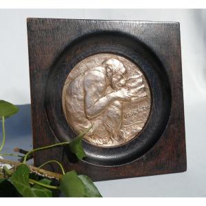 Grande Medaille En Bronze , Singe à La Lecture Ignorabimus Henry Griffith & Sons Napoléon III , Darwin xixe