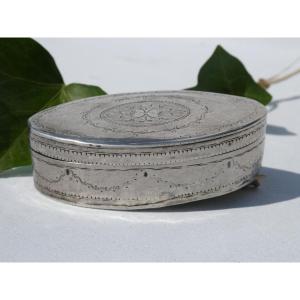 Tabatiere Box In Sterling Silver, Eighteenth Century Period, Louis XVI, Hallmark Au Coq Snuffbox