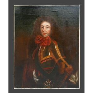Large Portrait Louis XIV Period Man In Armor Style Philippe De France Monsieur Frere Du Roi