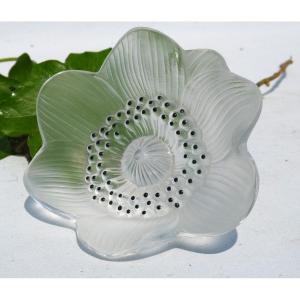 Paperweight, Lalique Crystal Flower, Art Deco Style Anemone