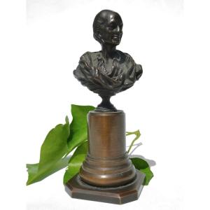 Buste De Voltaire En Bronze A Patine Brune , Philosophe Des Lumieres Style XVIIIe XIXe France