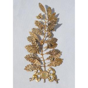 Large Palm In Sterling Silver Vermeil, Napoleon III Period, Laurel Leaves, Oak Nineteenth