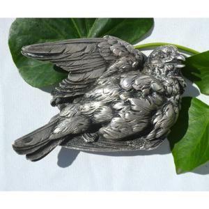 Animal Sculpture, Silver Bronze Nineteenth, Bird / Sparrow Jules Moigniez, Animal Bronze