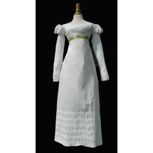 First Empire Period Day Dress, Circa 1815 - 1817, Balloon Sleeves, High Waist Costume