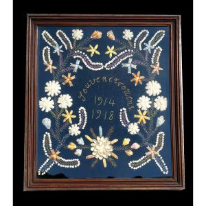 Souvenir Datant De La Premiere Guerre Mondiale Ww1 , Broderie De Soie 1914 1918 , Art Populaire