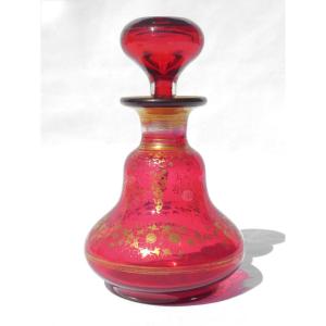 Flacon à Parfum / époque Napoléon III Couleur Rouge Grenat Dorure XIXe Siecle Melisse