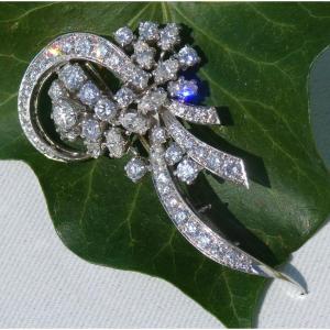 Ribbon Knot Brooch, In Platinum & Diamonds, Art Deco, Jewel 1930, Jewel