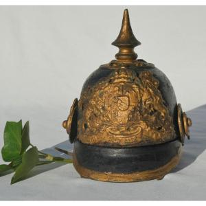 Office Inkwell In The Shape Of A Pointed Helmet, 19th Century Militaria, Writing Object, Prussia