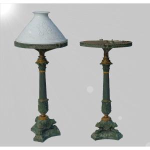 Antique Pair Lamp Carcel , 1820 / 1830 , Oil 