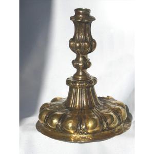 Candlestick / Flambeau In Sterling Silver, Vermeil, Venice 17th Century Period, 1690 Italy 