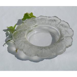 Crystal Empty Pocket From Maison Lalique, Honfleur Model Cup Art Deco Style, Frosted, René 