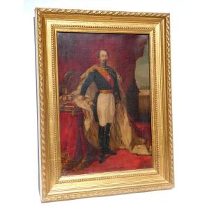 Huile Sur Toile Portrait De l'Empereur Napoléon III d'Aprés Franz Xaver Winterhalter 1860 XIXe