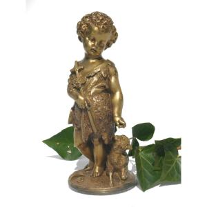 Sculpture En Bronze Doré , Saint Jean Baptiste , Fondeur Bouasse Lebel , XIXe , Napoléon III 