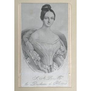 Portrait Of The Duchess Of Orléans, Historical Souvenir, Royalism, 19th Century Silk Embroidery