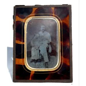 Old Photograph Circa 1850 Daguerreotype Portrait Of Father And His Son Napoleon III Period