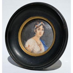 Portrait Of Empress Josephine De Beauharnais, 19th Century Miniature, 1st Empire; Napoleon 
