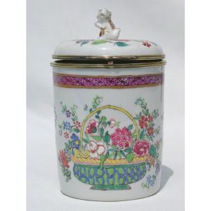 Tea Box, Porcelain Box From Samson, Compagnie Des Indes 19th Century Box, Bonbonniere