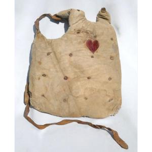 19th Century Fencing Vest In Leather & Cotton, Sports Shield, Breastplate, Napoleon III