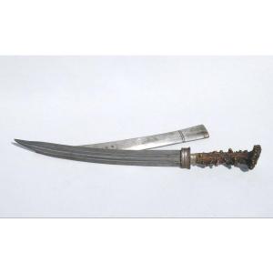 Large Hunting Dagger 19th Century, Damask Blade, Weapon, Dagger Napoleon III Vénerie