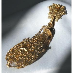 GRAND FLACON DE SEL / PARFUM & sa chatelaine , époque NAPOLEON III XIXE 