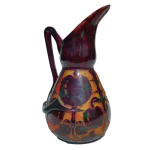 PICHET / BROC VERRE DEGAGE A L'ACIDE LE VERRE FRANCAIS SCHNEIDER CHATAIGNES ART DECO 1920 VASE