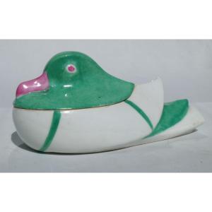 boite zoomorphe en Porcelaine , canard , Edouard Marcel Sandoz , Theodore Haviland , Art Deco