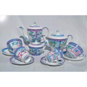 Service à thé / Café , Porcelaine Hermes Paris , Faubourg Saint Honoré , Jardin des papillons 