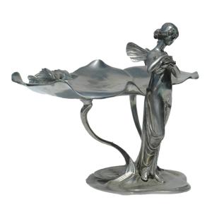 Porte Cartes De Visite , Epoque Art Nouveau , Nymphe Aux Nenuphars , 1900 , Vide Poche , XIXe