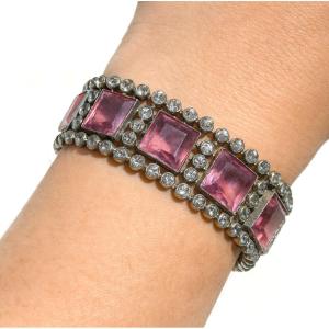 Bracelet / Cuff Period 1930s Art Deco Style Jewelry Amethyst Cabochons 1920s Roaring Twenties