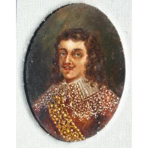 Huile Sur Cuivre , Portrait De Gentilhomme XVIIe siecle , Ecole Hollandaise , Noble