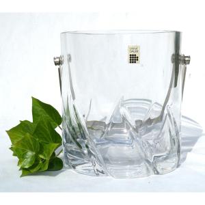Daum Crystal Champagne Bucket, France; Ice Cubes, Art Deco, Modernist Bléneau / Blanzey