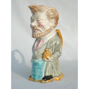 Onnaing Barbotine Pitcher, Urgent Reform, 19th Century, Jug, 1900, Pelletan Earthenware