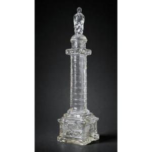 Bouteille En Verre Moulé Theodore Legras , Colonne Vendome , Empereur , XIXe Paris 