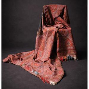 Grand Chale Cachemire , Epoque Napoléon iii , Plaid , Violet , Rouge , Rose , Bleu XIXe , Etole
