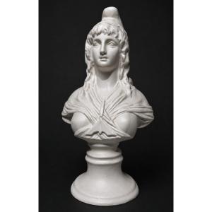 Buste Marianne En Biscuit Naturel , Sujet Maçonnique XIXe , IIIe République , Bonnet Phrygien