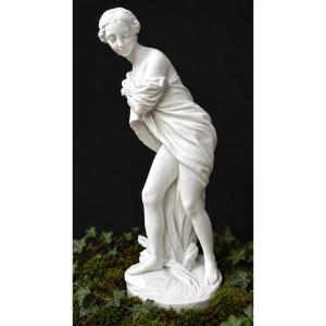 Grand Biscuit Naturel Epoque XIXe siecle , La baigneuse Aux Roseaux Falconet , Femme Nue XVIIIe